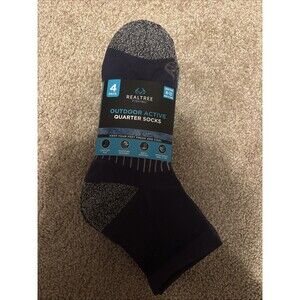 Realtree Fishing Mens Quarter Socks Size 6-12 Blue 4 Pairs Wicking Comfort Toe